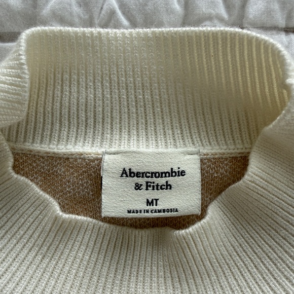 Abercrombie & Fitch Cream and Tan Long Sleeve Sweater Dress, Size MT - Picture 6 of 7
